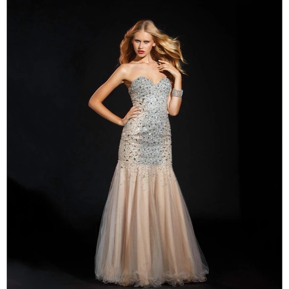 NWT Terani Couture Jeweled Mermaid Prom Dress Style P1575 - Size 8 - Picture 1 of 11